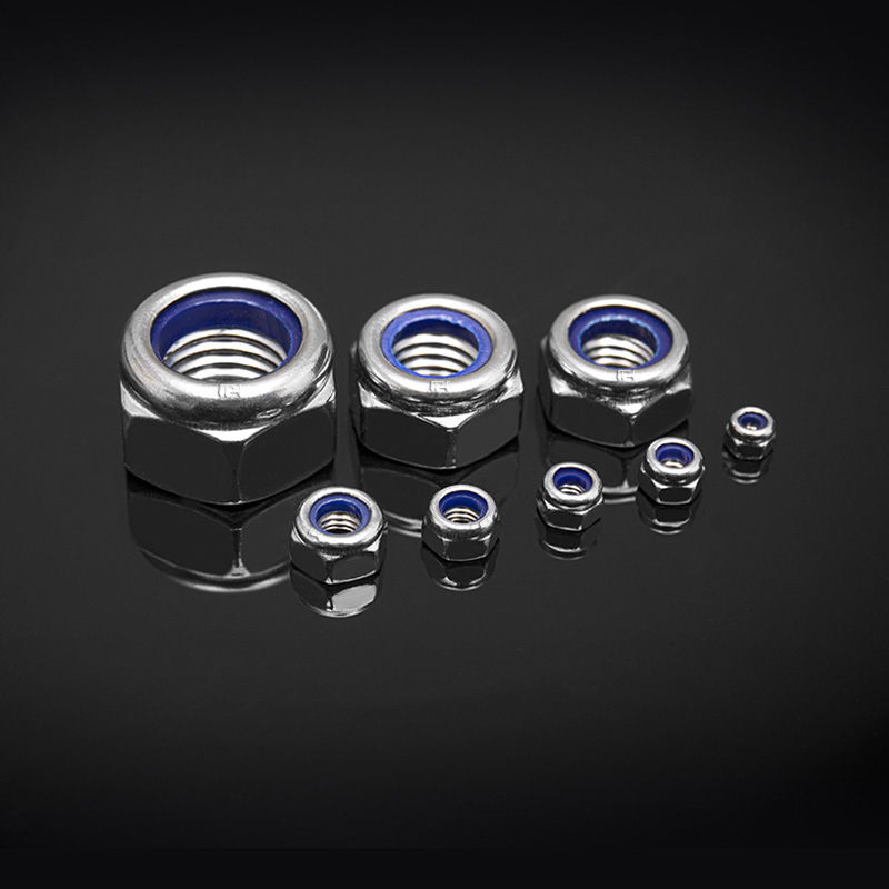 DIN 985 Loại đai ốc hình lục giác mỏng có mô-men xoắn phổ biến bằng thép không gỉ có chèn phi kim loại